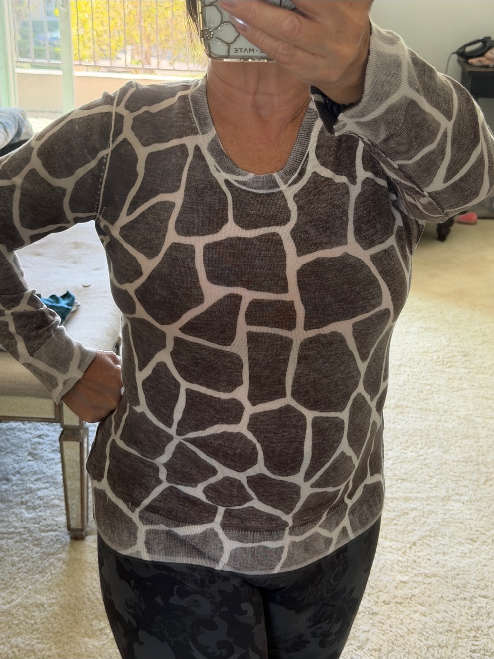 Michael Kors Neutral Giraffe-Print Crewneck Sweater - Brown/White